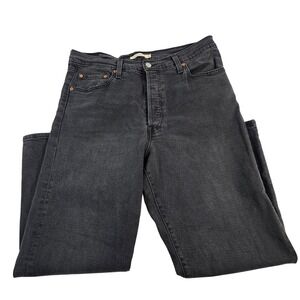 Levi's Ribcage Straight Ankle Jeans Black Wash Women's Size 32